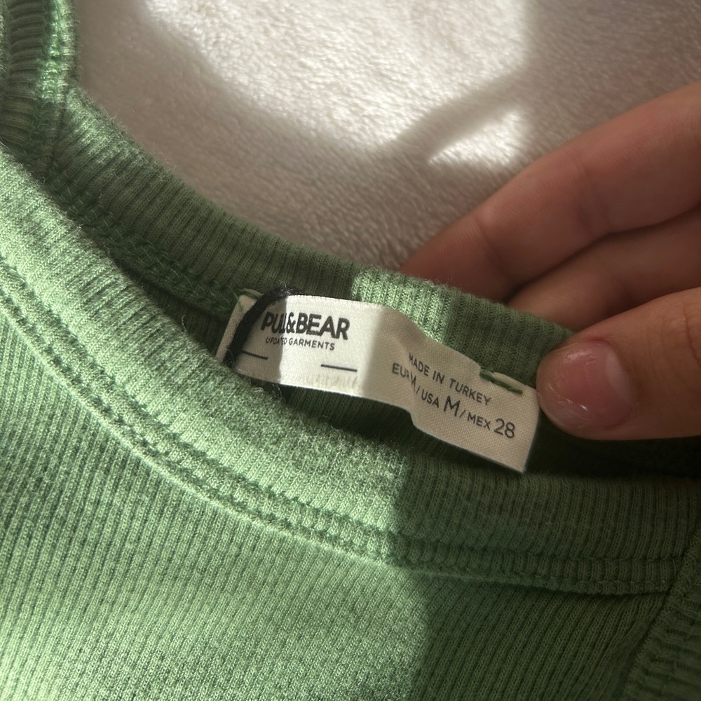 Pull & Bear Green Ribbed Bodycon Dress MEDIUM